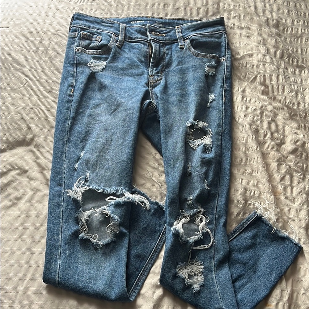Old Navy Blue Skinny Jeans with Distressed Rips